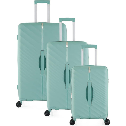 HT 3-Piece Luggage Set Strongbox Trunk Travel Suitcase Set 3 Luggage PP TSA Lock