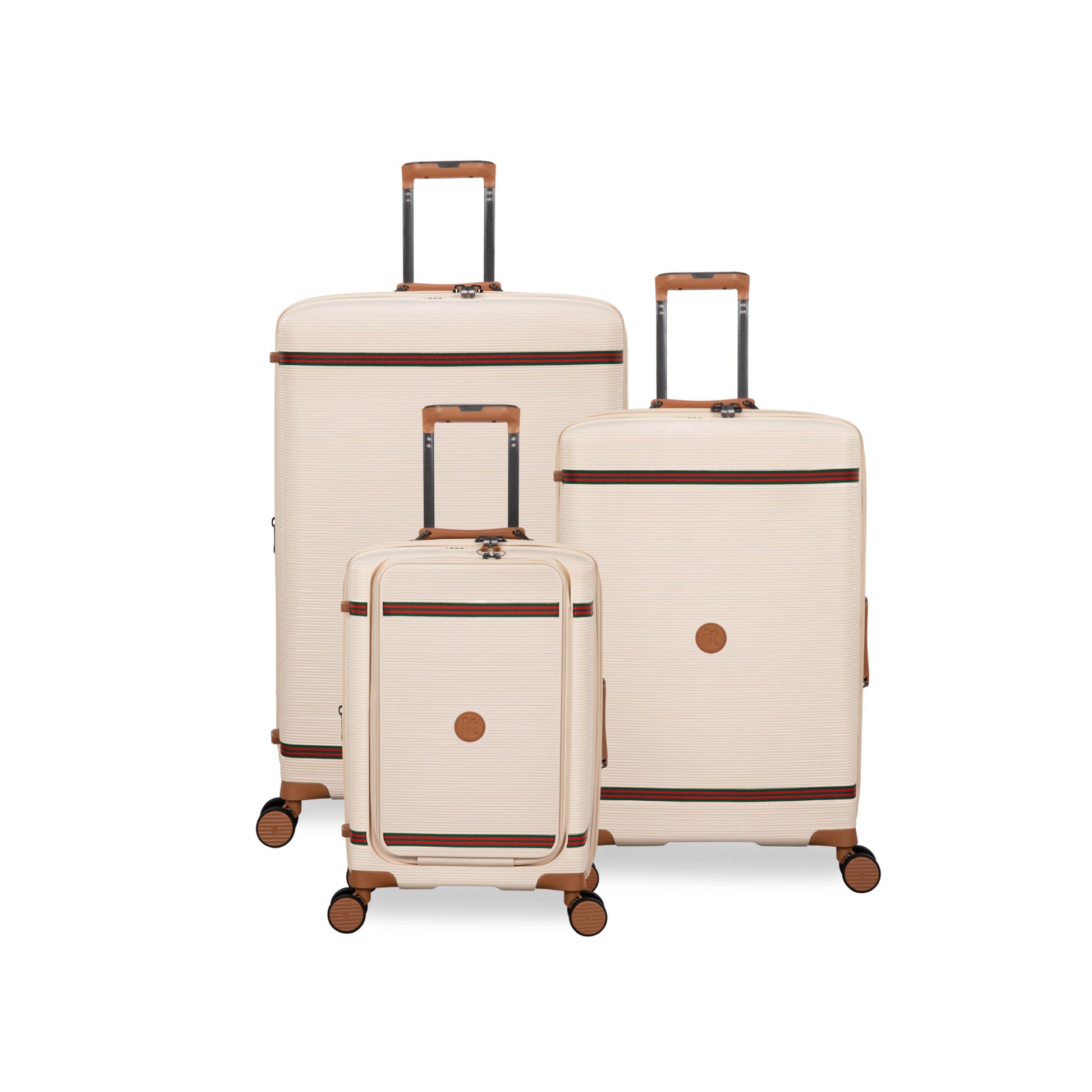 3-Piece Luggage Set, PP Material Hard Shell Suitcases, 8 Spinner Wheels, Telescopic Handle & Anti-Theft Zippers