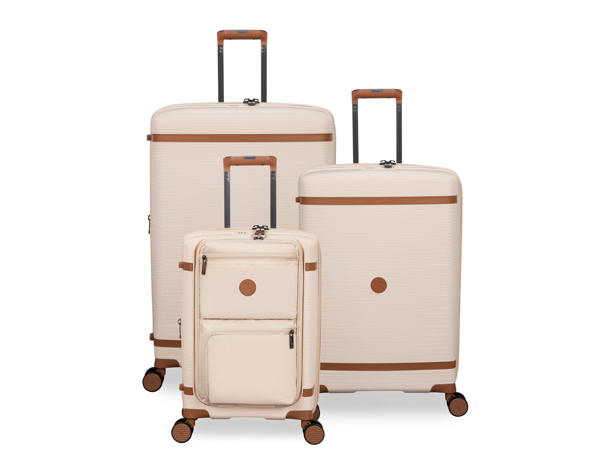3-Piece Luggage Set, PP Material Hard Shell Suitcases, 8 Spinner Wheels, Telescopic Handle & Anti-Theft Zippers