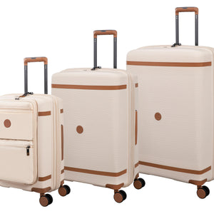 3-Piece Luggage Set, PP Material Hard Shell Suitcases, 8 Spinner Wheels, Telescopic Handle & Anti-Theft Zippers