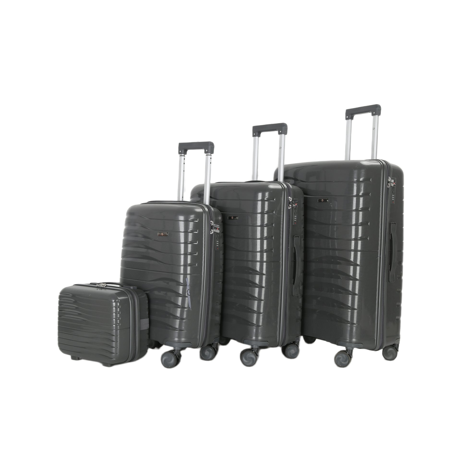 4-Piece Luggage Set | PP Material | Hard Shell Suitcases | 8 Spinner Wheels | Telescopic Handle | Anti-Theft Zippers