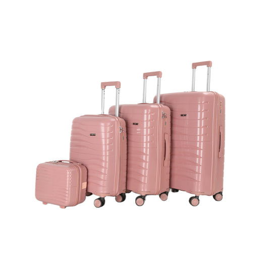 4-Piece Luggage Set | PP Material | Hard Shell Suitcases | 8 Spinner Wheels | Telescopic Handle | Anti-Theft Zippers