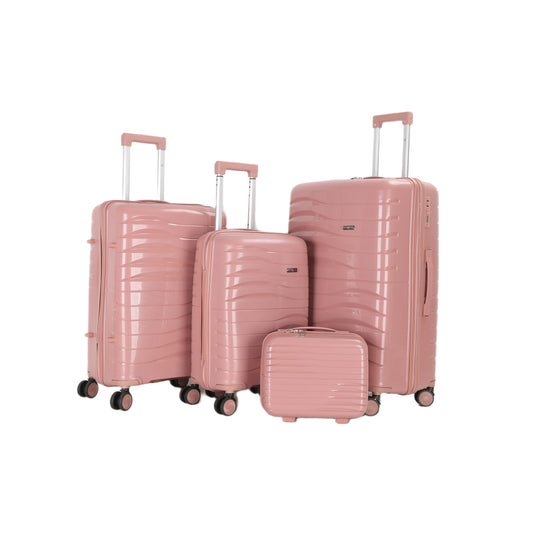 4-Piece Luggage Set | PP Material | Hard Shell Suitcases | 8 Spinner Wheels | Telescopic Handle | Anti-Theft Zippers
