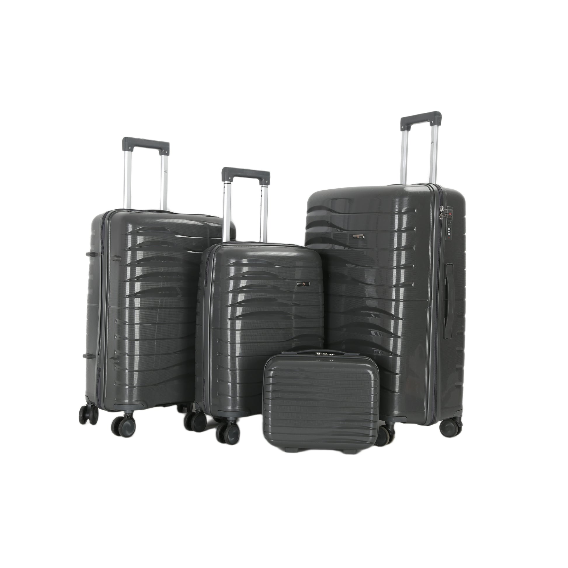 4-Piece Luggage Set | PP Material | Hard Shell Suitcases | 8 Spinner Wheels | Telescopic Handle | Anti-Theft Zippers