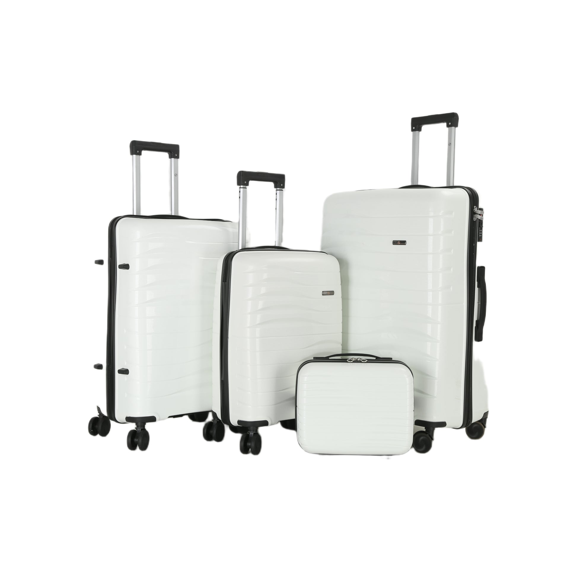 4-Piece Luggage Set | PP Material | Hard Shell Suitcases | 8 Spinner Wheels | Telescopic Handle | Anti-Theft Zippers