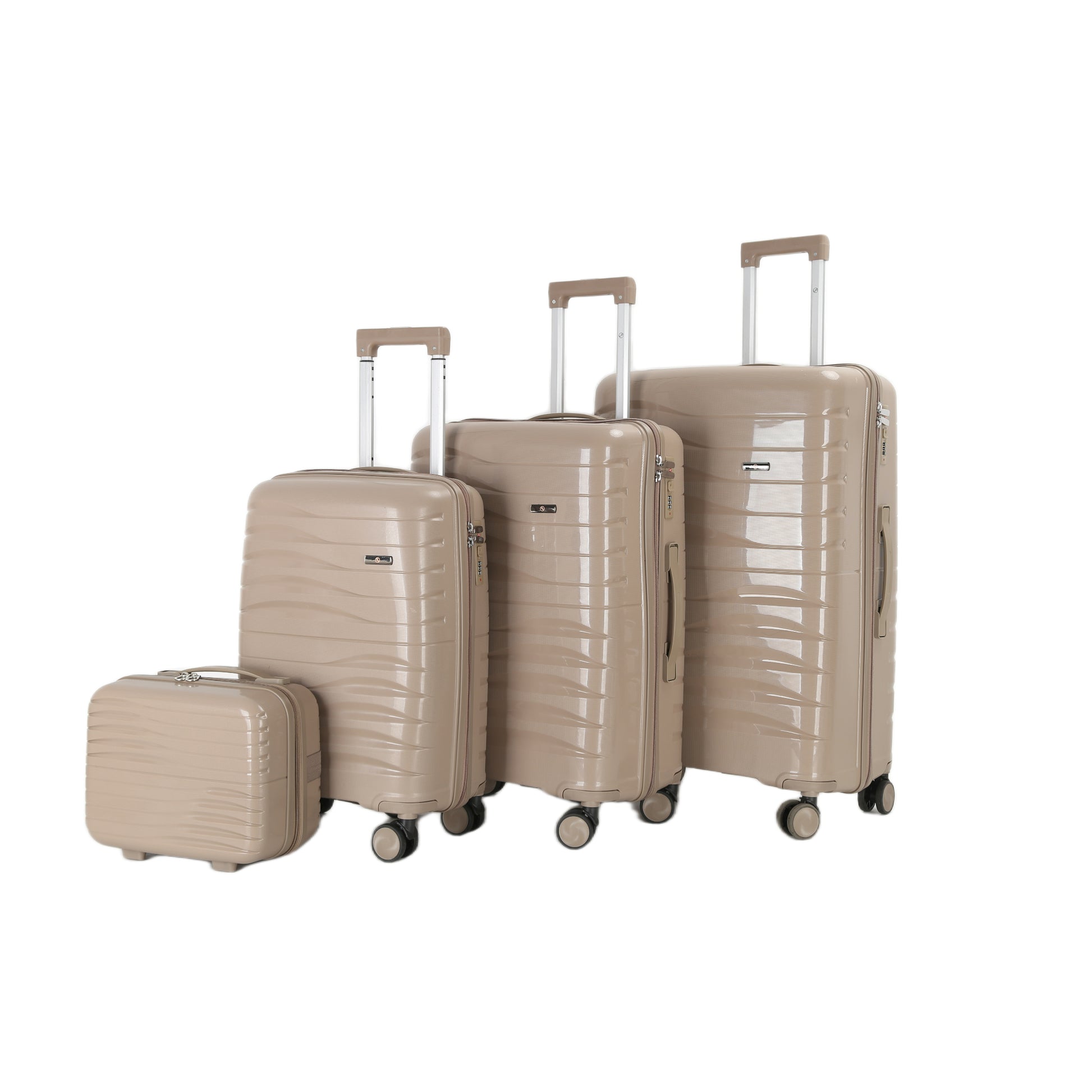 4-Piece Luggage Set | PP Material | Hard Shell Suitcases | 8 Spinner Wheels | Telescopic Handle | Anti-Theft Zippers