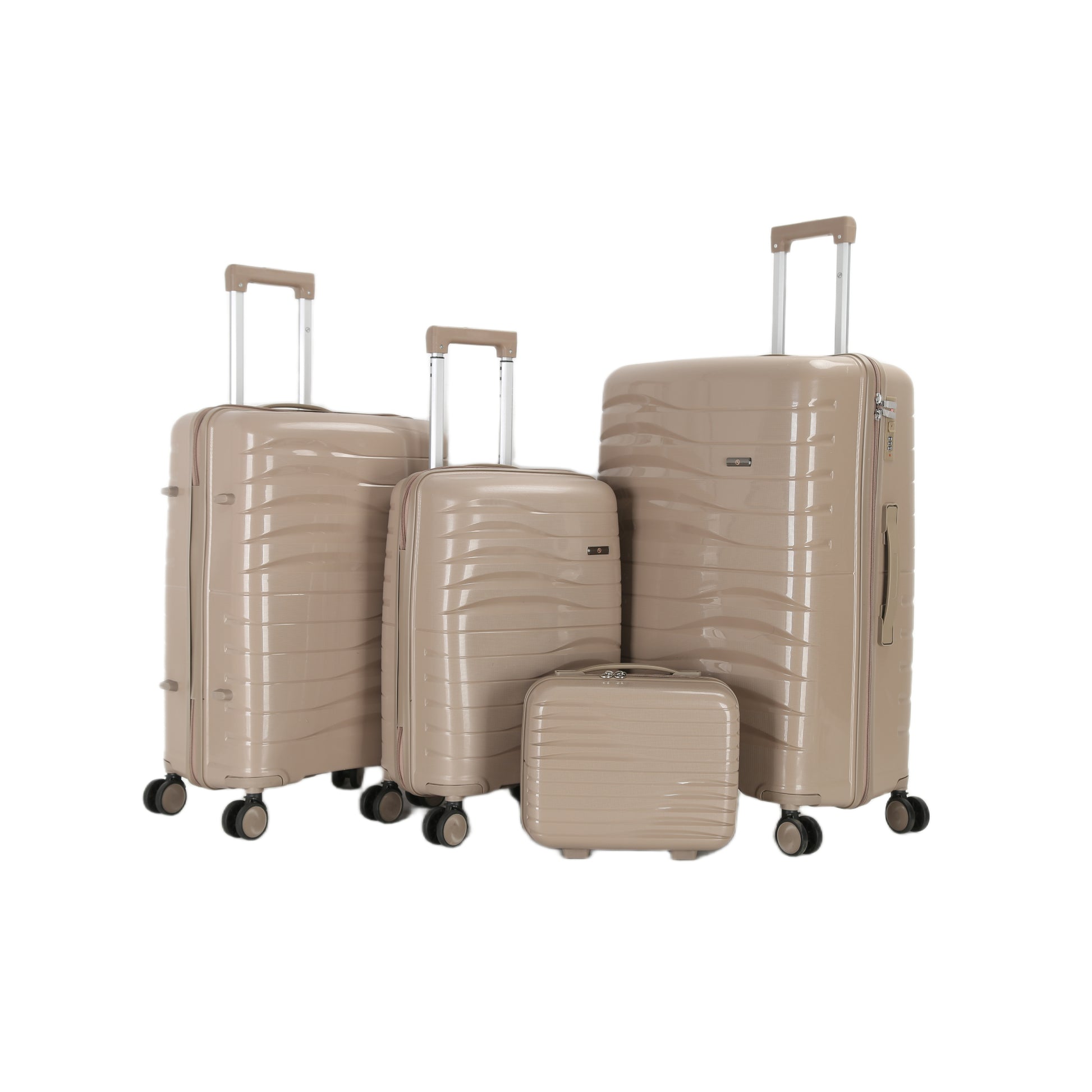 4-Piece Luggage Set | PP Material | Hard Shell Suitcases | 8 Spinner Wheels | Telescopic Handle | Anti-Theft Zippers