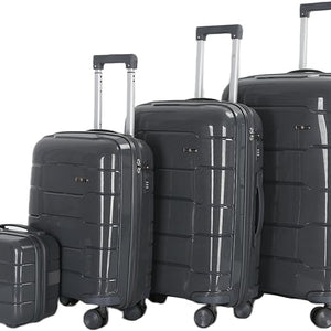 4 Piece Luggage Set PP Material Hard Shell, TSA Lock, 8 Wheel
