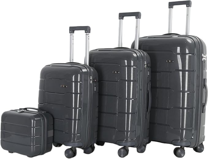 4 Piece Luggage Set PP Material Hard Shell, TSA Lock, 8 Wheel