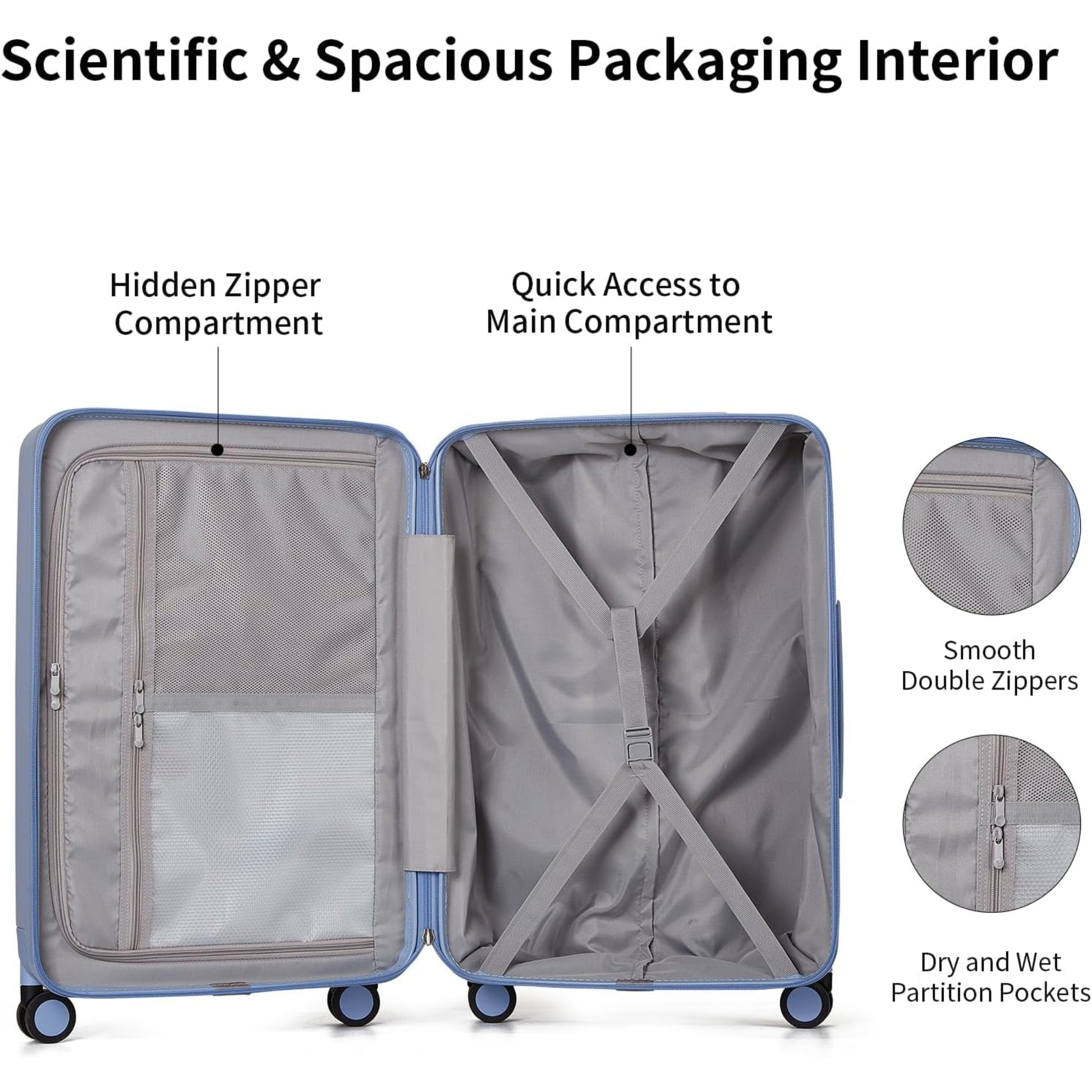 Luggage Suitcases 20, 24, 26 Inch with 8 Spinner Wheels, 100% PC Hard Shell travel luggage Suitcases