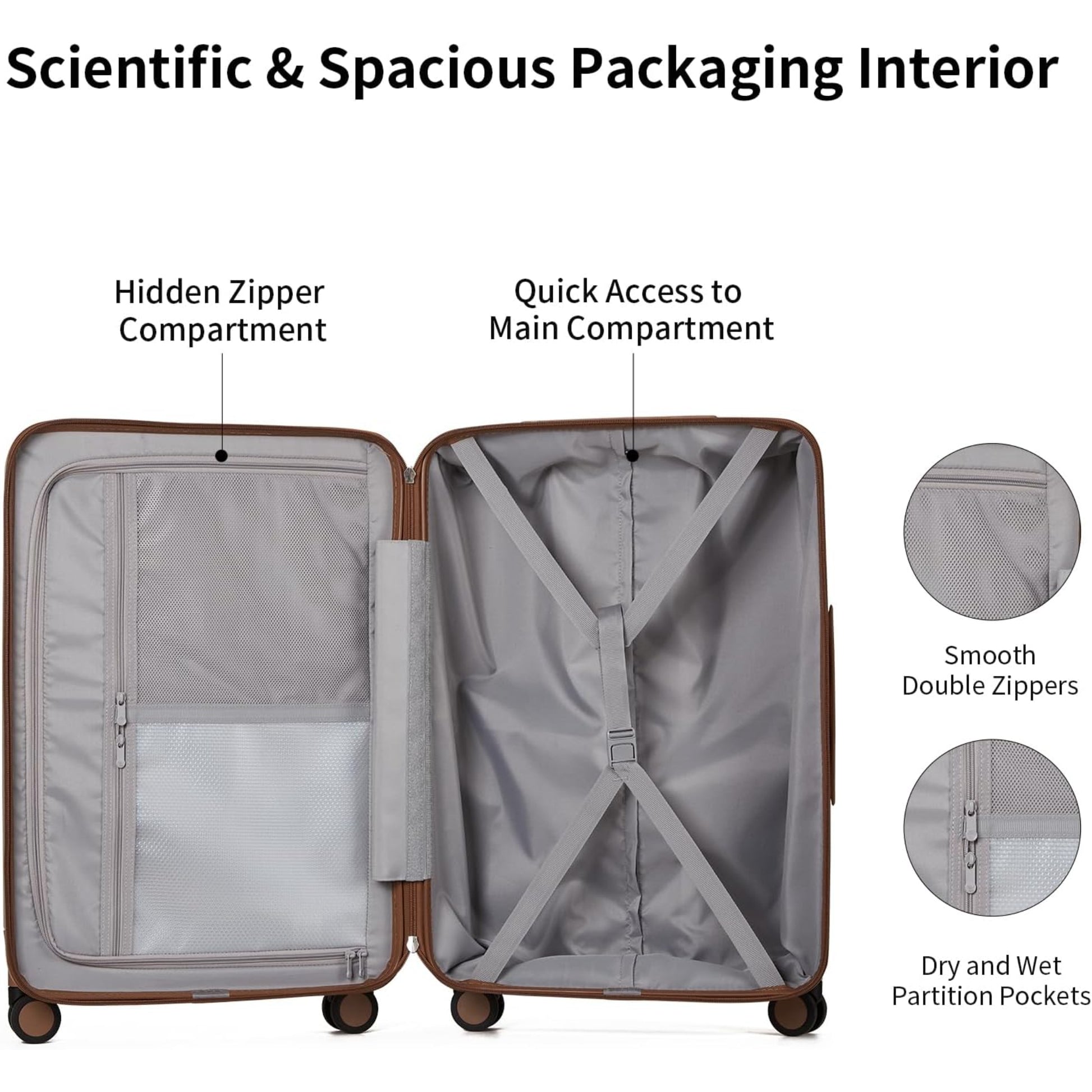 Luggage Suitcases 20, 24, 26 Inch with 8 Spinner Wheels, 100% PC Hard Shell travel luggage Suitcases