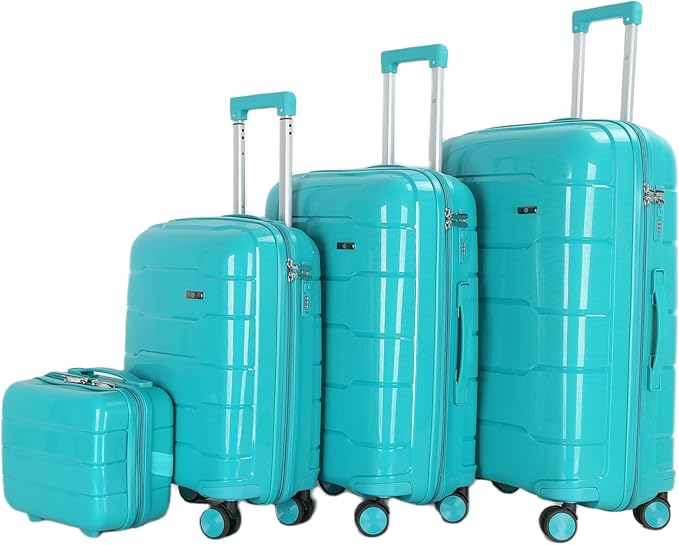 4 Piece Luggage Set PP Material Hard Shell, TSA Lock, 8 Wheel
