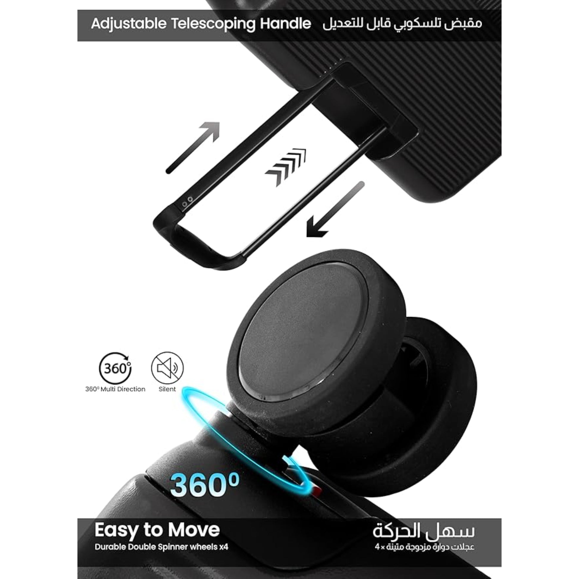 Set of 2 Luggage | Small 10KG & Large 30KG ABS+Polycarbonate 8 Wheel Trolley Hardsided Travel Suitcase