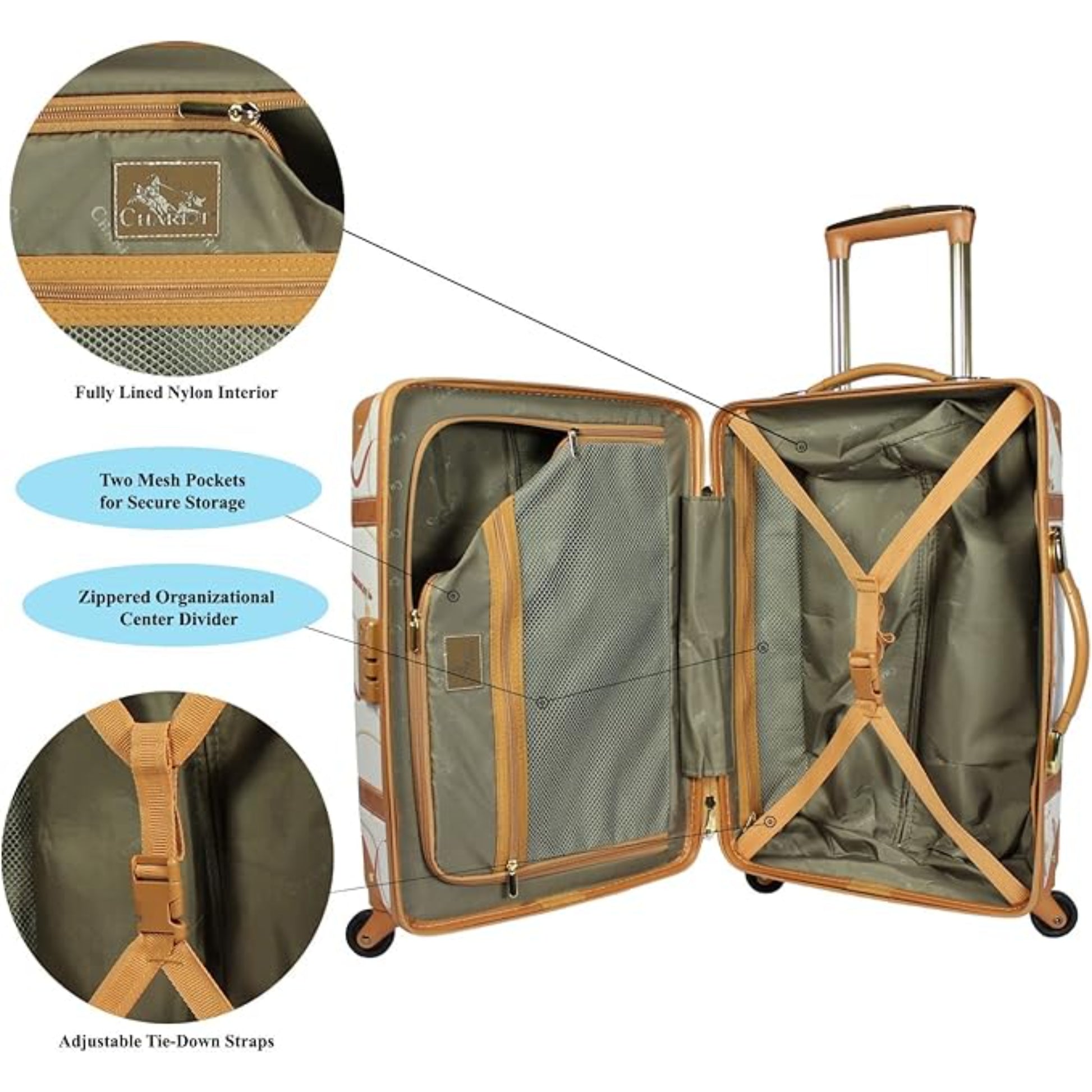 Vintage Style 2 Piece Luggage Set Hardside Carry-on Retro Train Case Spinner