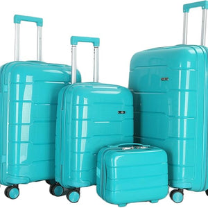 4 Piece Luggage Set PP Material Hard Shell, TSA Lock, 8 Wheel