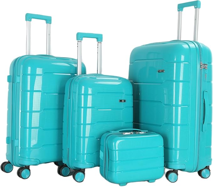 4 Piece Luggage Set PP Material Hard Shell, TSA Lock, 8 Wheel