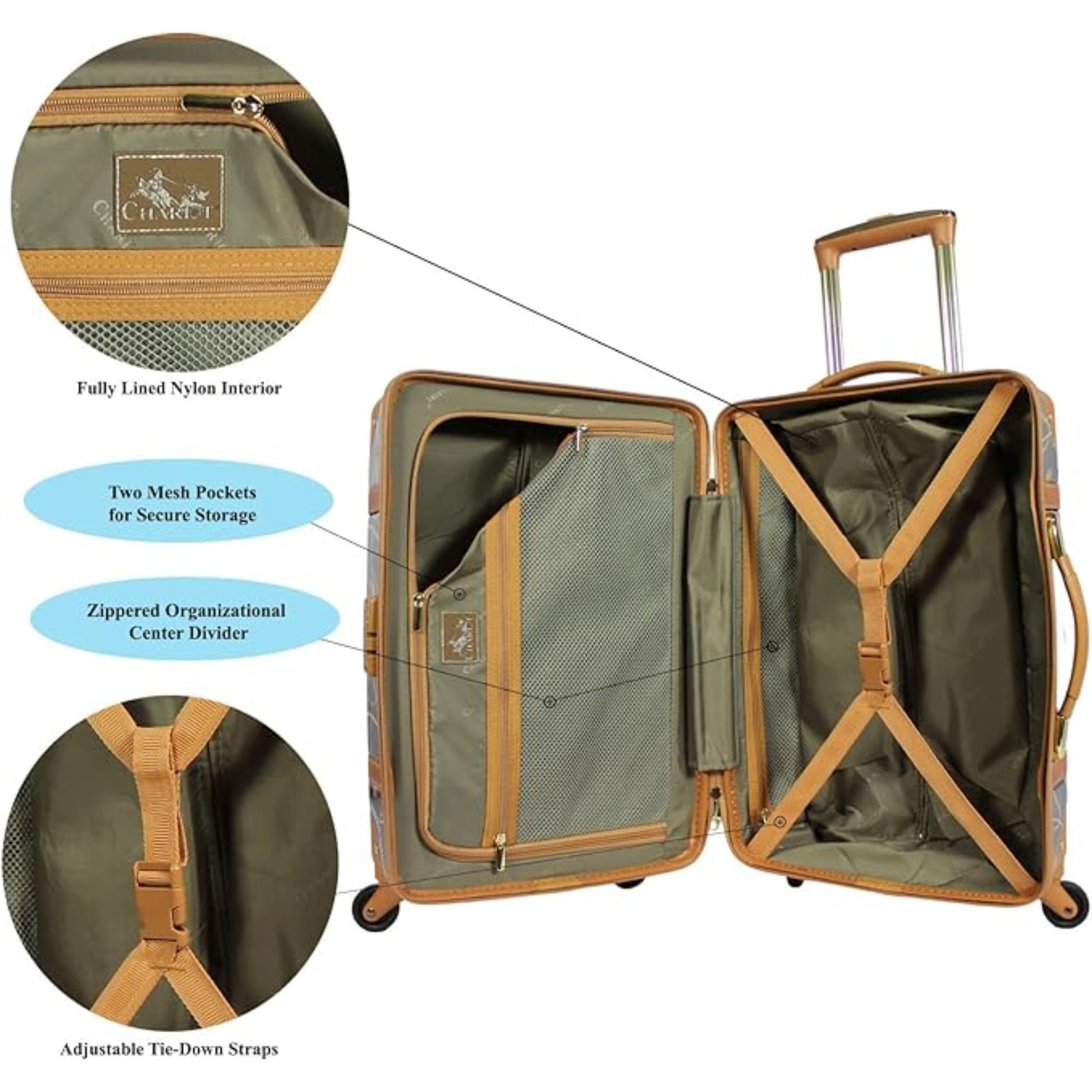 Vintage Style 2 Piece Luggage Set Hardside Carry-on Retro Train Case Spinner