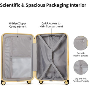 Luggage Suitcases 20, 24, 26 Inch with 8 Spinner Wheels, 100% PC Hard Shell travel luggage Suitcases