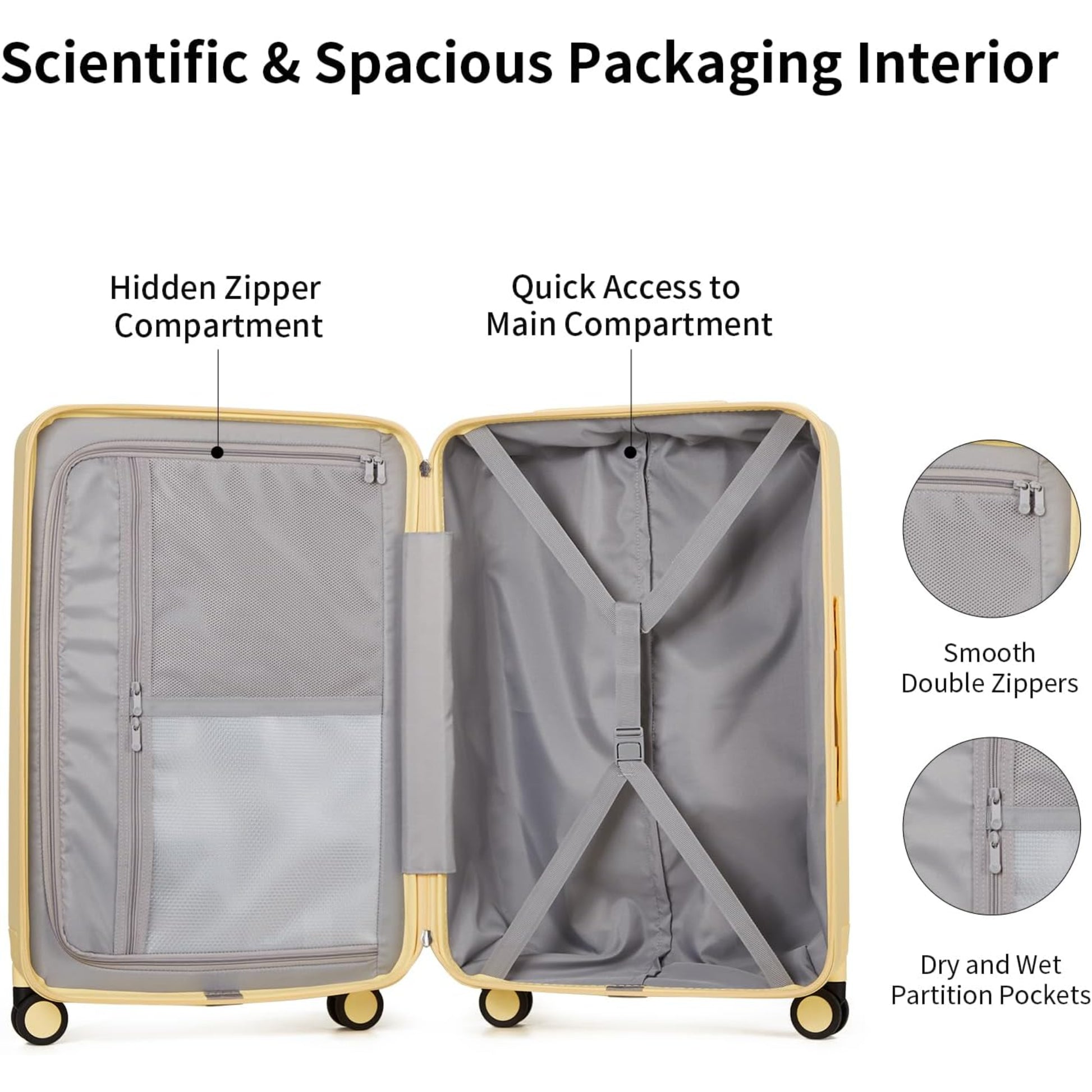 Luggage Suitcases 20, 24, 26 Inch with 8 Spinner Wheels, 100% PC Hard Shell travel luggage Suitcases
