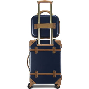 Vintage Style 2 Piece Luggage Set Hardside Carry-on Retro Train Case Spinner