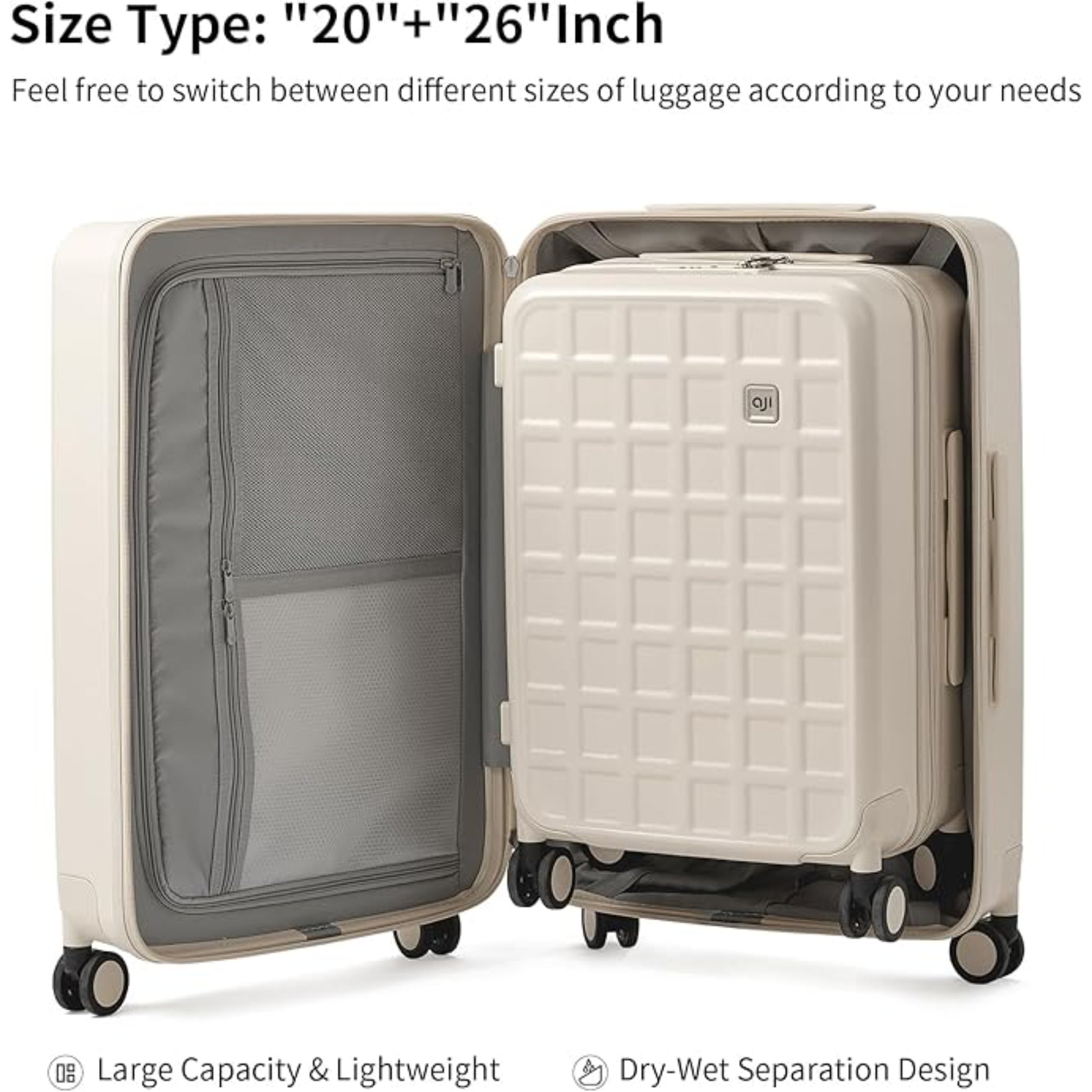 Luggage Suitcases 20, 24, 26 Inch with 8 Spinner Wheels, 100% PC Hard Shell travel luggage Suitcases