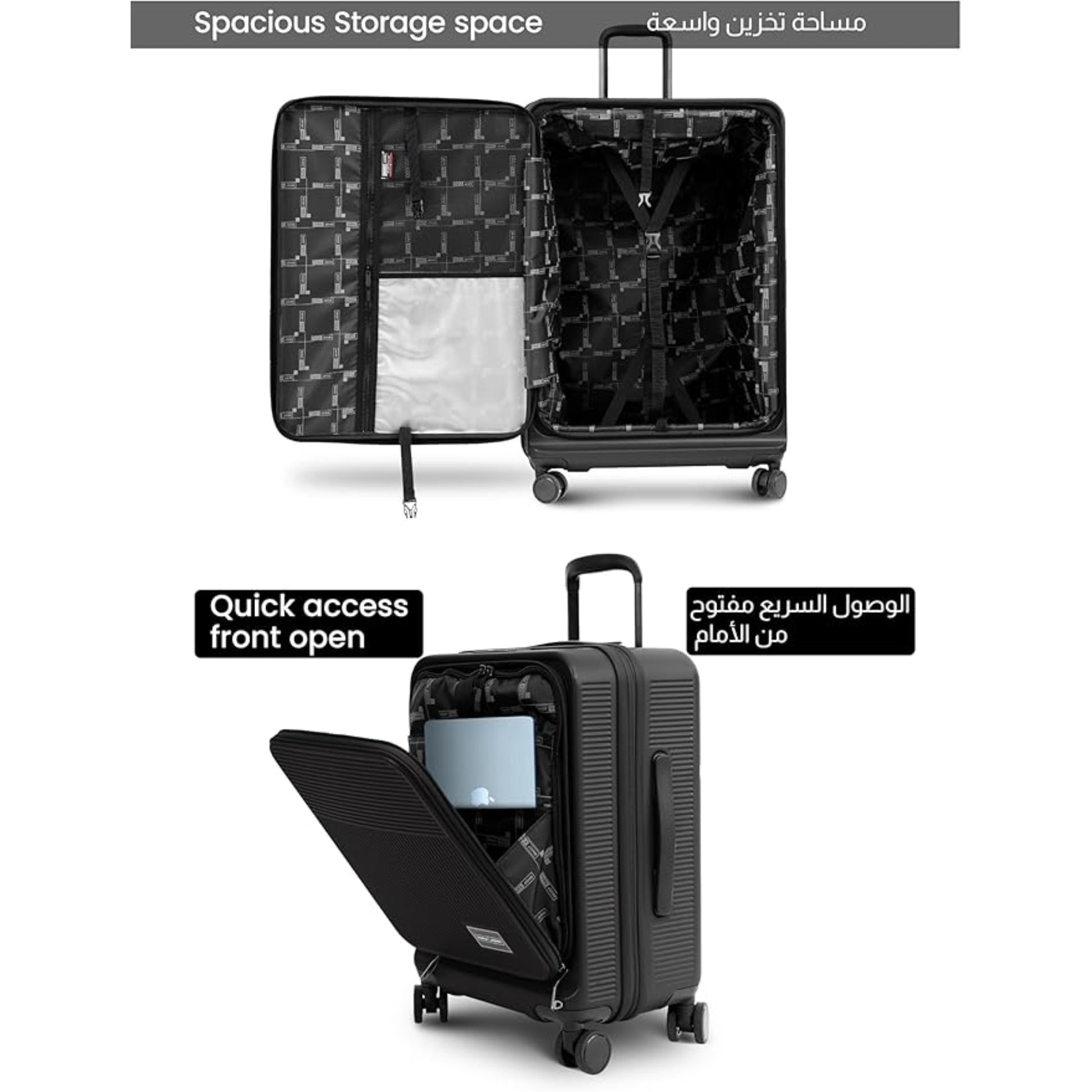 Set of 2 Luggage | Small 10KG & Large 30KG ABS+Polycarbonate 8 Wheel Trolley Hardsided Travel Suitcase