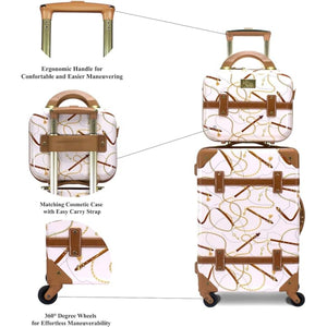Vintage Style 2 Piece Luggage Set Hardside Carry-on Retro Train Case Spinner