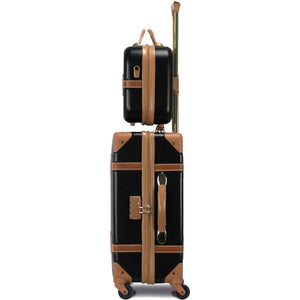 Vintage Style 2 Piece Luggage Set Hardside Carry-on Retro Train Case Spinner