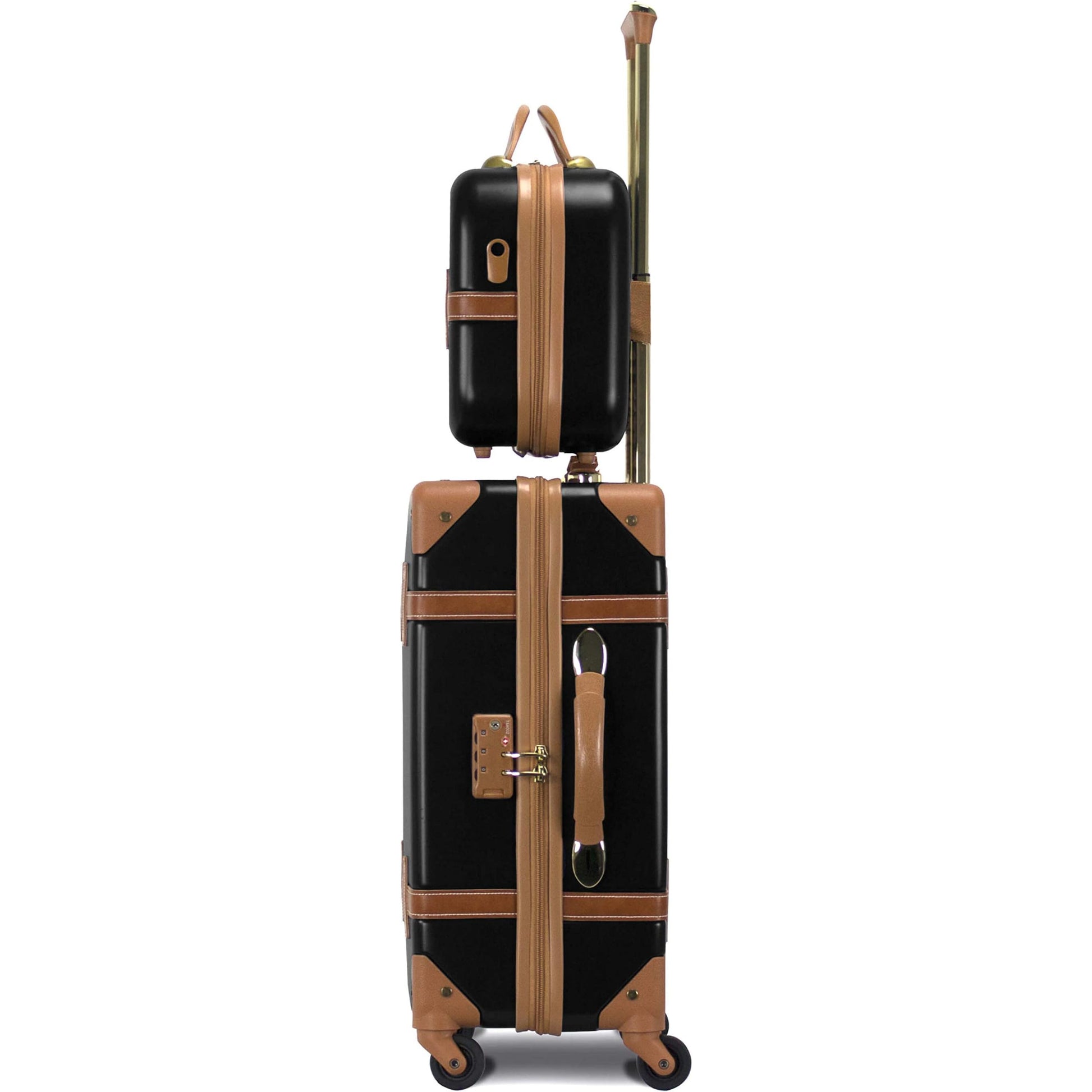 Vintage Style 2 Piece Luggage Set Hardside Carry-on Retro Train Case Spinner