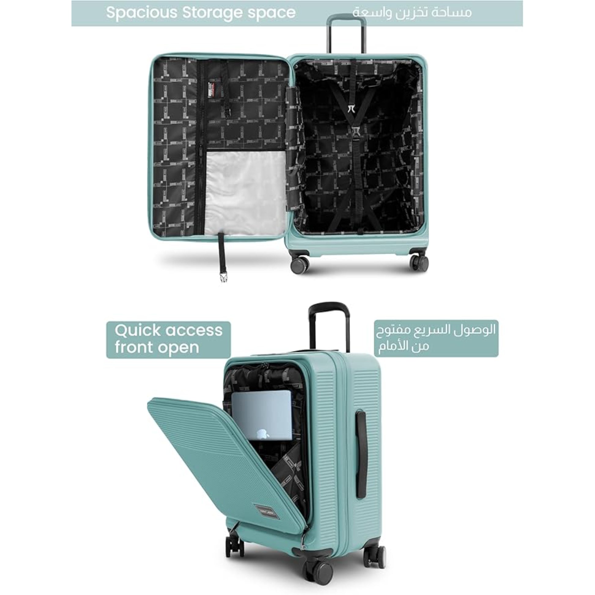 Set of 2 Luggage | Small 10KG & Large 30KG ABS+Polycarbonate 8 Wheel Trolley Hardsided Travel Suitcase