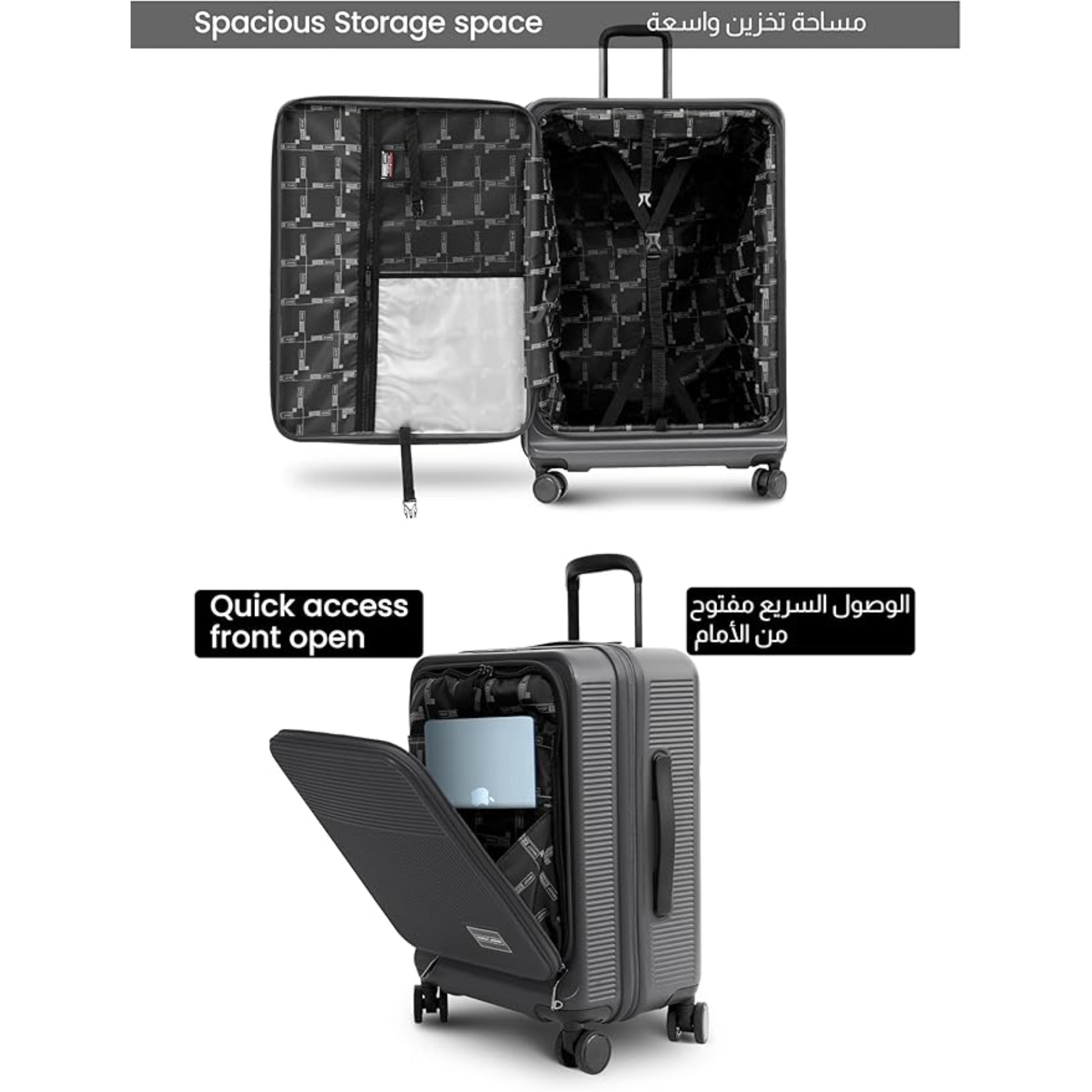 Set of 2 Luggage | Small 10KG & Large 30KG ABS+Polycarbonate 8 Wheel Trolley Hardsided Travel Suitcase
