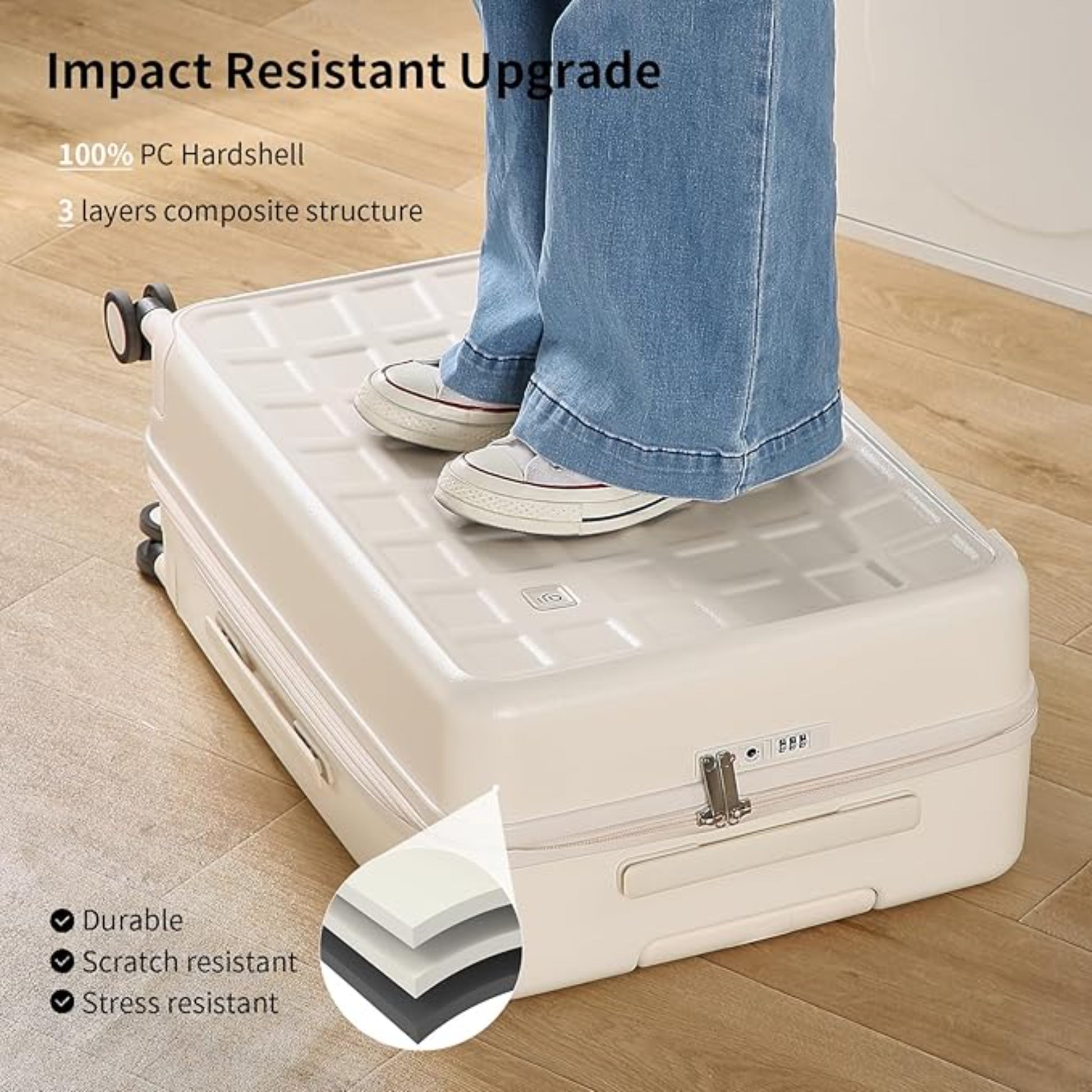 Luggage Suitcases 20, 24, 26 Inch with 8 Spinner Wheels, 100% PC Hard Shell travel luggage Suitcases