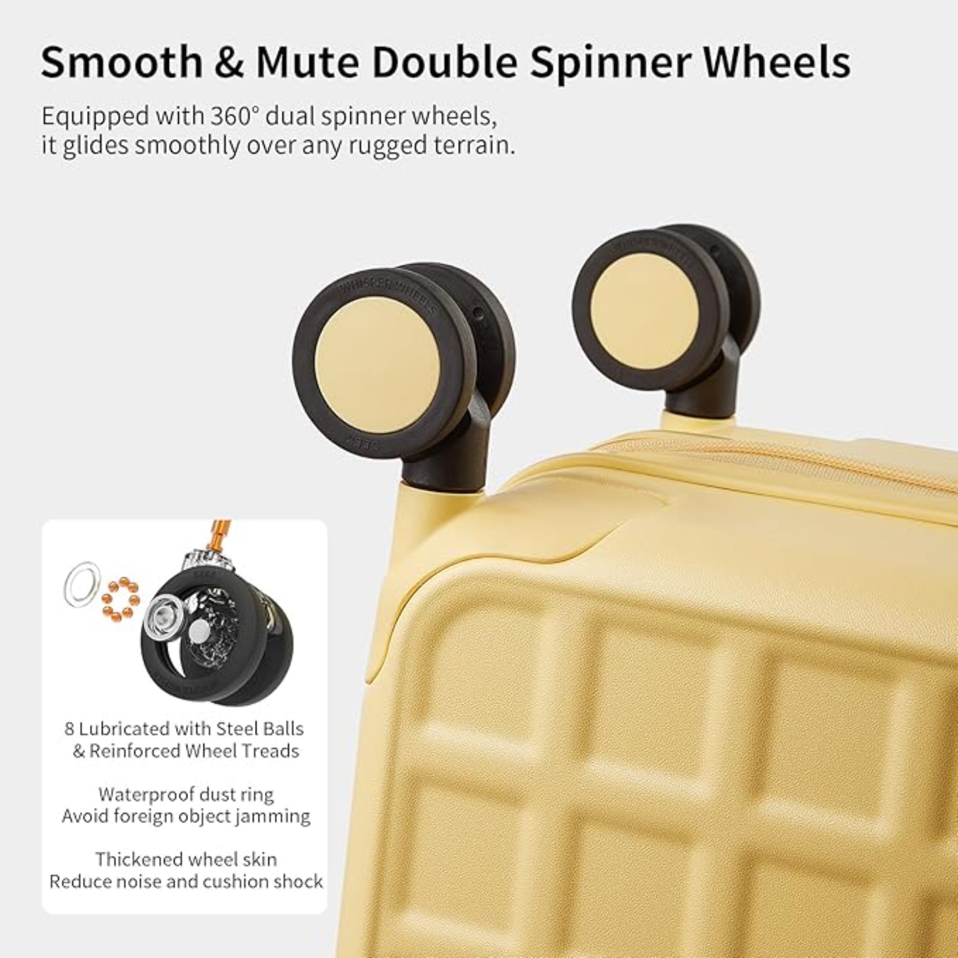 Luggage Suitcases 20, 24, 26 Inch with 8 Spinner Wheels, 100% PC Hard Shell travel luggage Suitcases