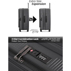 Set of 2 Luggage | Small 10KG & Large 30KG ABS+Polycarbonate 8 Wheel Trolley Hardsided Travel Suitcase
