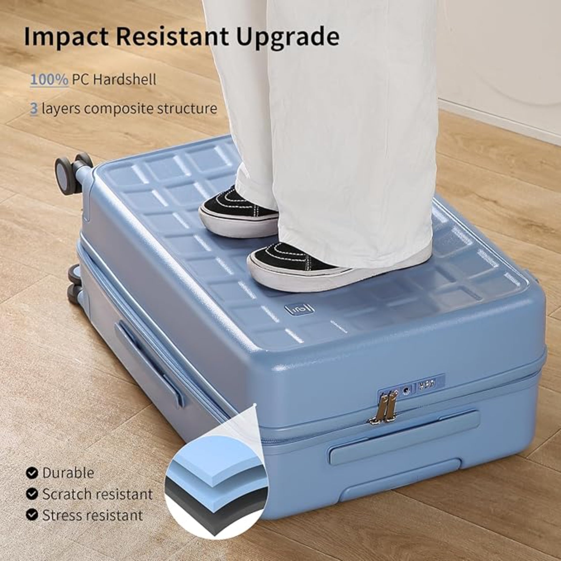 Luggage Suitcases 20, 24, 26 Inch with 8 Spinner Wheels, 100% PC Hard Shell travel luggage Suitcases