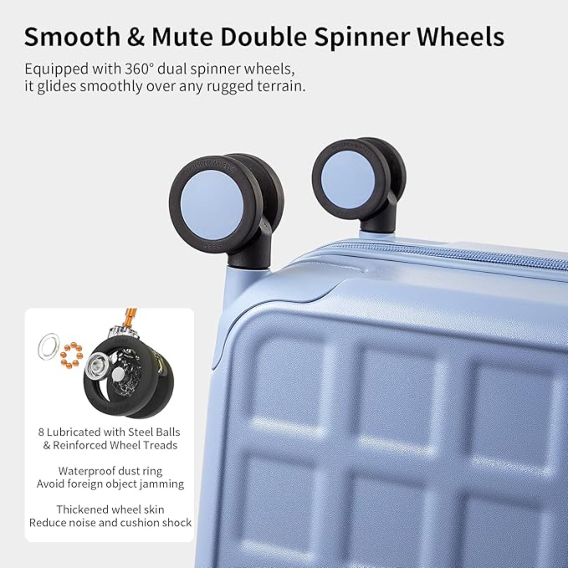 Luggage Suitcases 20, 24, 26 Inch with 8 Spinner Wheels, 100% PC Hard Shell travel luggage Suitcases