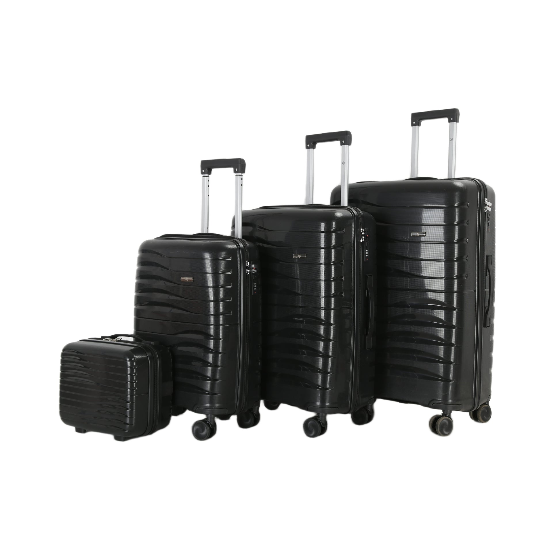 4-Piece Luggage Set | PP Material | Hard Shell Suitcases | 8 Spinner Wheels | Telescopic Handle | Anti-Theft Zippers