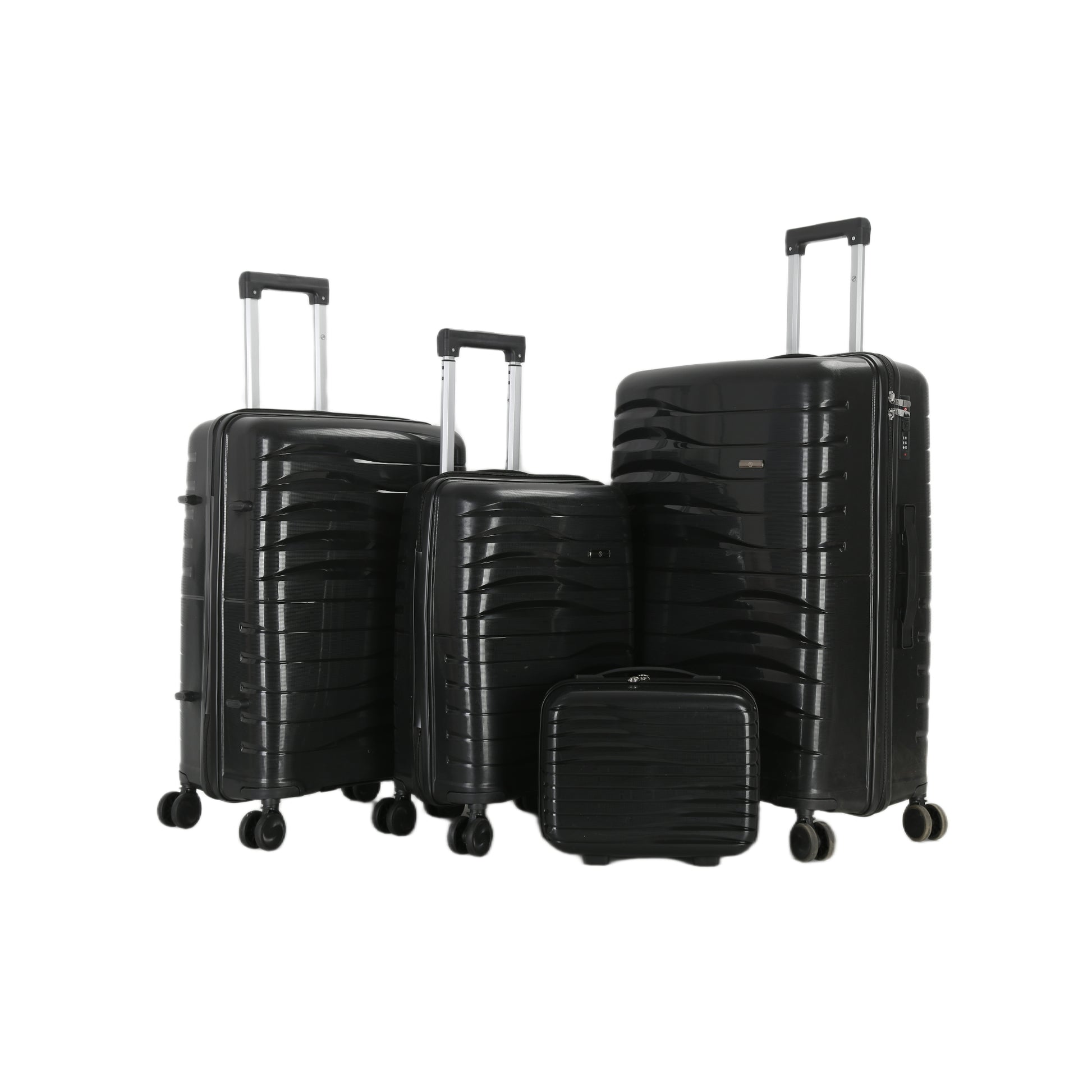 4-Piece Luggage Set | PP Material | Hard Shell Suitcases | 8 Spinner Wheels | Telescopic Handle | Anti-Theft Zippers