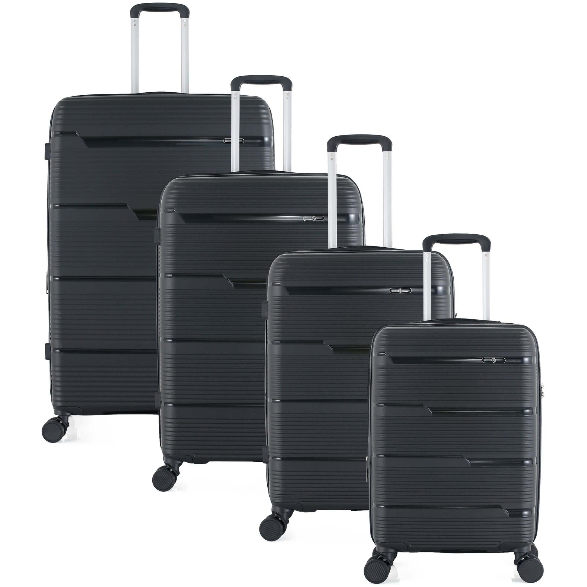 4-Piece Luggage Set | PP Material | Hard Shell Expandable | 8 Spinner Wheels | Telescopic Handle | Anti-Theft Zippers