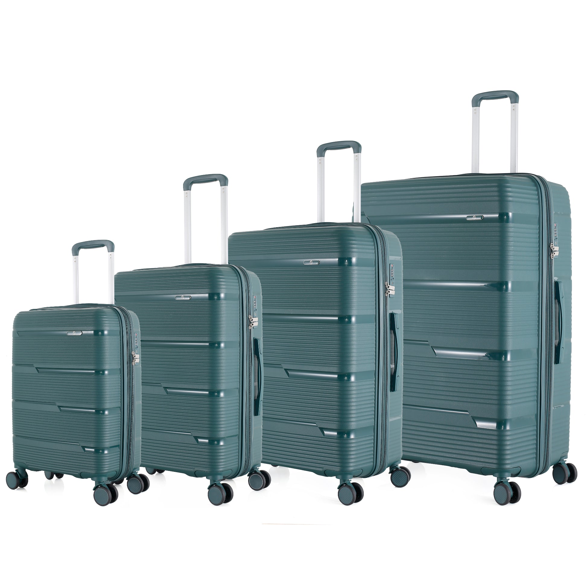4-Piece Luggage Set | PP Material | Hard Shell Expandable | 8 Spinner Wheels | Telescopic Handle | Anti-Theft Zippers