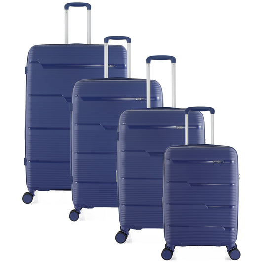 4-Piece Luggage Set | PP Material | Hard Shell Expandable | 8 Spinner Wheels | Telescopic Handle | Anti-Theft Zippers