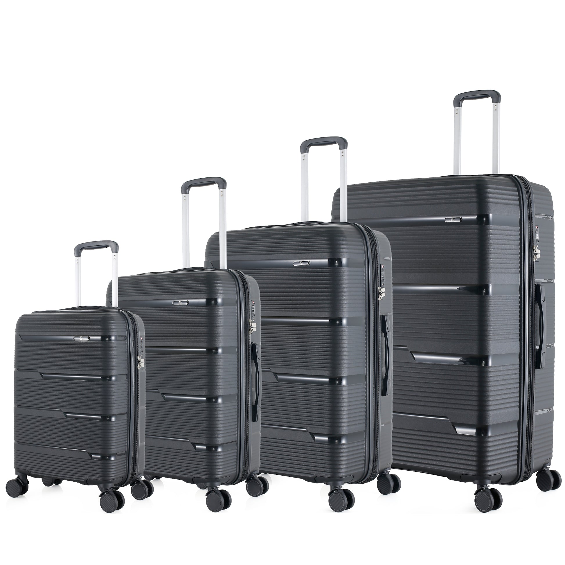 4-Piece Luggage Set | PP Material | Hard Shell Expandable | 8 Spinner Wheels | Telescopic Handle | Anti-Theft Zippers