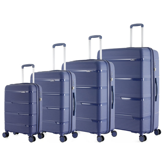 4-Piece Luggage Set | PP Material | Hard Shell Expandable | 8 Spinner Wheels | Telescopic Handle | Anti-Theft Zippers