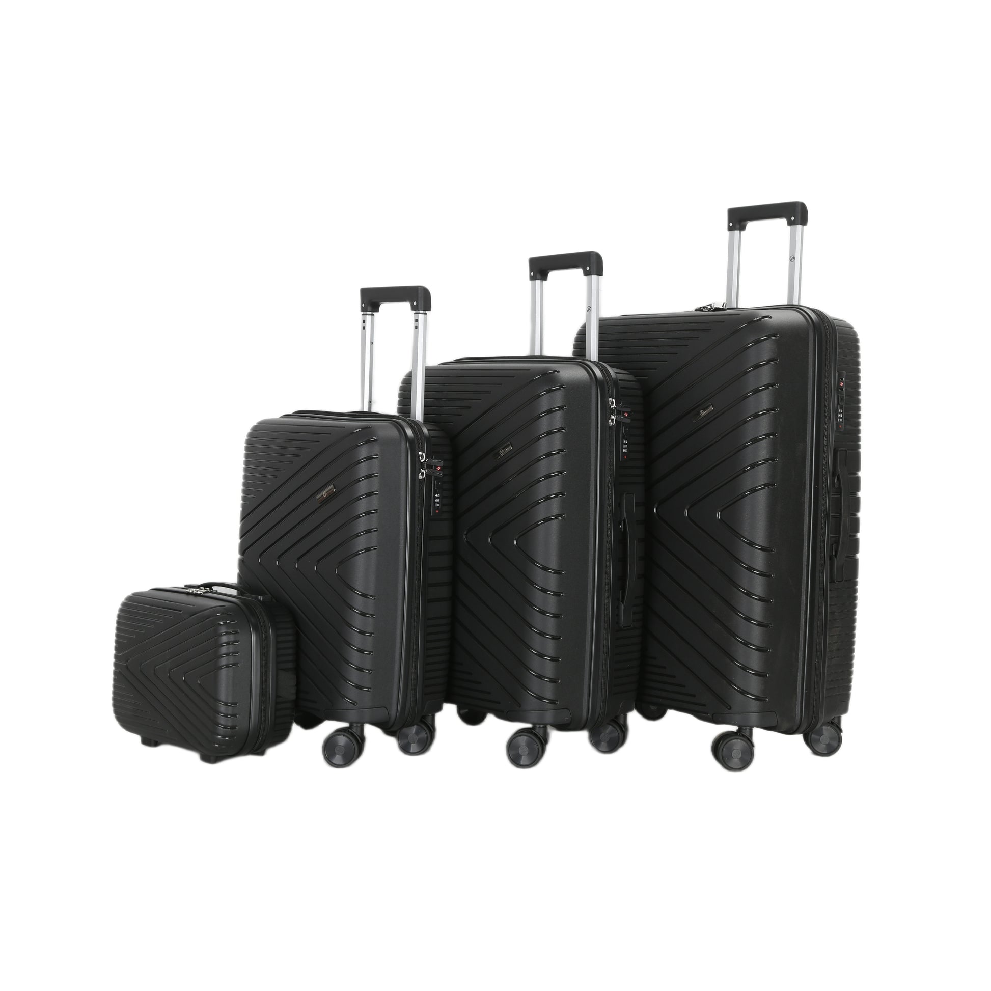 4-Piece Luggage Set | PP Material | Hard Shell Suitcases | 8 Spinner Wheels | Telescopic Handle | Anti-Theft Zippers