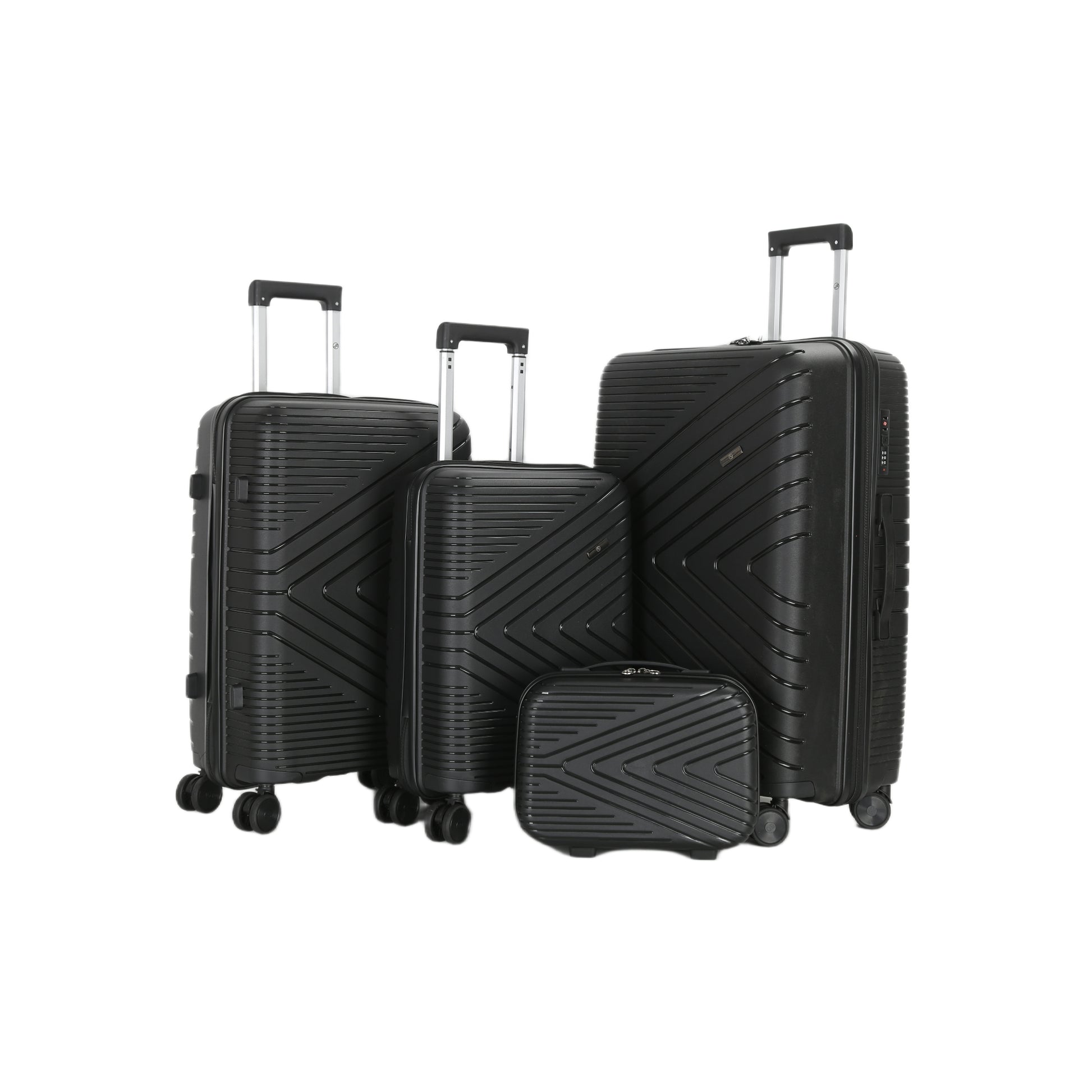 4-Piece Luggage Set | PP Material | Hard Shell Suitcases | 8 Spinner Wheels | Telescopic Handle | Anti-Theft Zippers