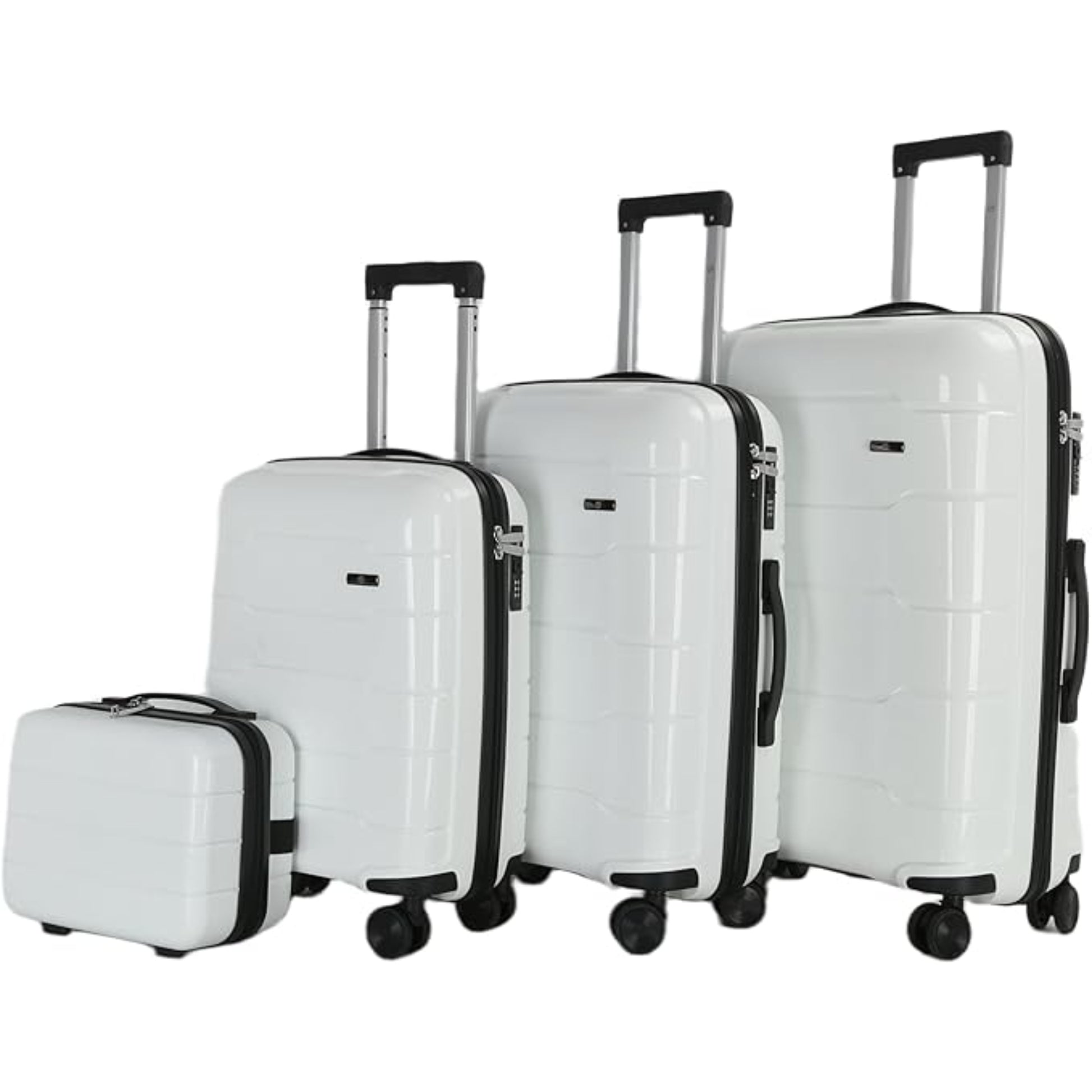 4-Piece Luggage Set, PP Material Hard Shell Suitcases, 8 Spinner Wheels, Telescopic Handle & Anti-Theft Zippers