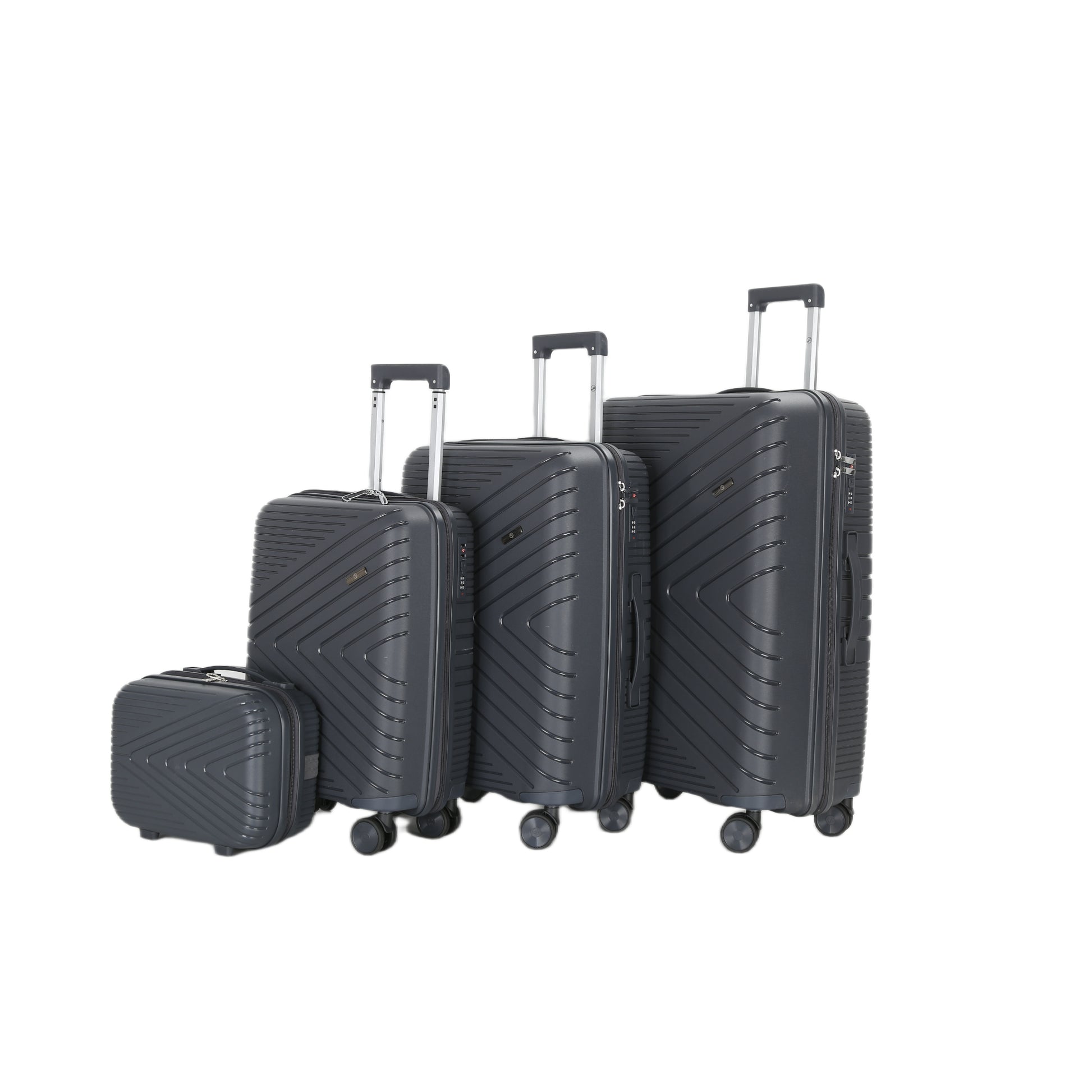 4-Piece Luggage Set | PP Material | Hard Shell Suitcases | 8 Spinner Wheels | Telescopic Handle | Anti-Theft Zippers