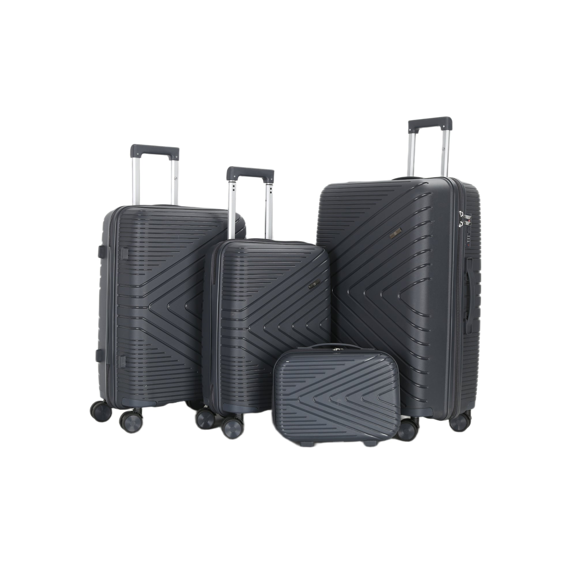 4-Piece Luggage Set | PP Material | Hard Shell Suitcases | 8 Spinner Wheels | Telescopic Handle | Anti-Theft Zippers