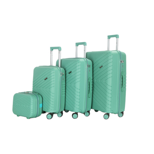 4-Piece Luggage Set | PP Material | Hard Shell Suitcases | 8 Spinner Wheels | Telescopic Handle | Anti-Theft Zippers