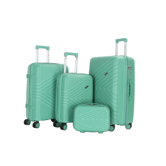 4-Piece Luggage Set | PP Material | Hard Shell Suitcases | 8 Spinner Wheels | Telescopic Handle | Anti-Theft Zippers